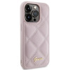 Guess GUHCP15LPSQSQSP Capa rígida Quilted Metal Logo para Apple iPhone 15 Pro, rosa