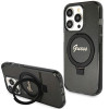 Capa rígida Guess GUHMP15LHRSGSK Ring Stand Script Glitter MagSafe para Apple iPhone 15 Pro, preta