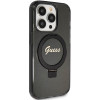 Capa rígida Guess GUHMP15LHRSGSK Ring Stand Script Glitter MagSafe para Apple iPhone 15 Pro, preta