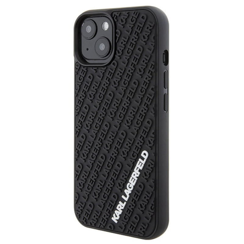 Karl Lagerfeld KLHCP15S3DMKRLK Capa rígida 3D Rubber Multi Logo para Apple iPhone 15, preta