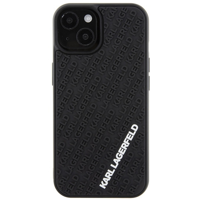 Karl Lagerfeld KLHCP15S3DMKRLK Capa rígida 3D Rubber Multi Logo para Apple iPhone 15, preta