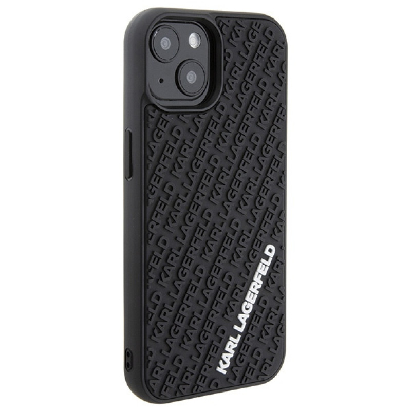 Karl Lagerfeld KLHCP15S3DMKRLK Capa rígida 3D Rubber Multi Logo para Apple iPhone 15, preta