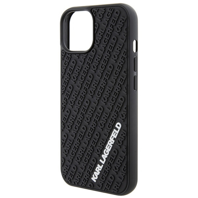 Karl Lagerfeld KLHCP15S3DMKRLK Capa rígida 3D Rubber Multi Logo para Apple iPhone 15, preta