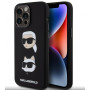Capa em silicone líquido Karl Lagerfeld KLHCP15XSDHKCNK Karl and Choupette Heads para Apple iPhone 15 Pro Max, preta