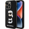 Capa em silicone líquido Karl Lagerfeld KLHCP15XSDHKCNK Karl and Choupette Heads para Apple iPhone 15 Pro Max, preta