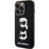 Capa em silicone líquido Karl Lagerfeld KLHCP15XSDHKCNK Karl and Choupette Heads para Apple iPhone 15 Pro Max, preta