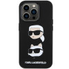Capa em silicone líquido Karl Lagerfeld KLHCP15XSDHKCNK Karl and Choupette Heads para Apple iPhone 15 Pro Max, preta