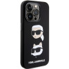 Capa em silicone líquido Karl Lagerfeld KLHCP15XSDHKCNK Karl and Choupette Heads para Apple iPhone 15 Pro Max, preta