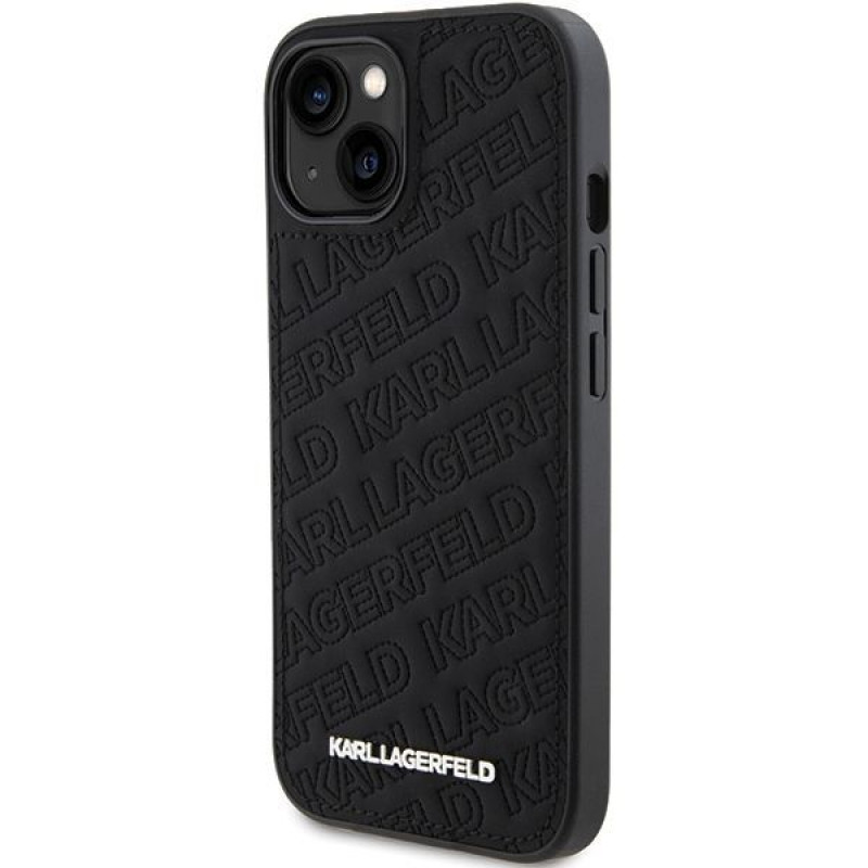 Karl Lagerfeld KLHCP15SPQKPMK Capa rígida Quilted K Pattern para Apple iPhone 15, preta