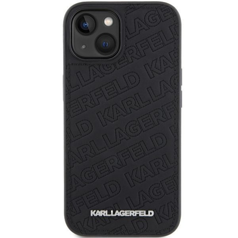 Karl Lagerfeld KLHCP15SPQKPMK Capa rígida Quilted K Pattern para Apple iPhone 15, preta
