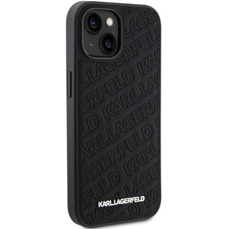 Karl Lagerfeld KLHCP15SPQKPMK Capa rígida Quilted K Pattern para Apple iPhone 15, preta