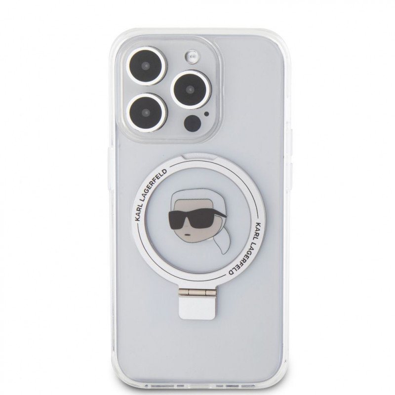 Capa rígida Karl Lagerfeld KLHMP15LHMRSKHH Ring Stand Karl Head MagSafe para Apple iPhone 15 Pro