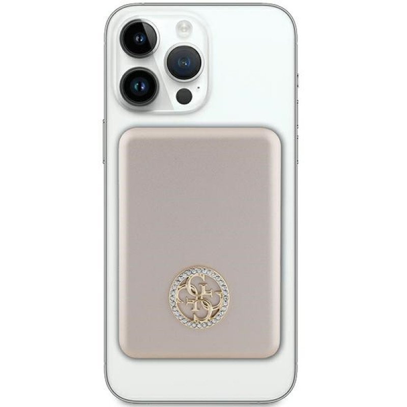 Guess GUPBM3AL4DMD Powerbank 3000 mAh, 5 W, MagSafe 4G Strassed Metal Logo, dourado