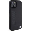 Capa rígida Leather Hot Stamp BMW BMHCP15MSLLBK para Apple iPhone 15 Plus / 14 Plus, preta