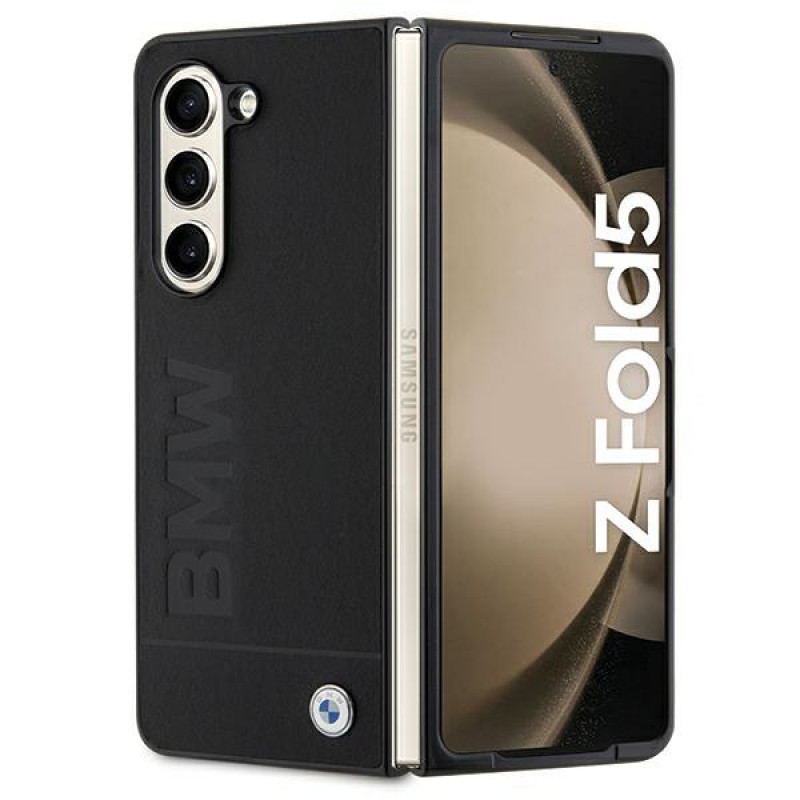 Capa rígida BMW BMHCZFD5SLLBK Signature Logo Imprint para Samsung Galaxy Z Fold5, preta