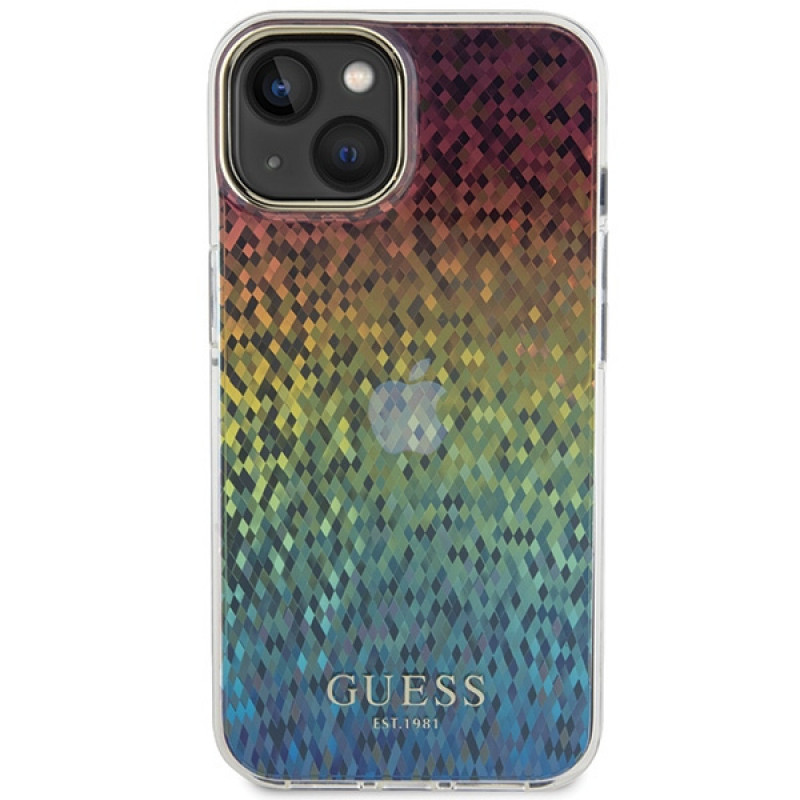 Capa rígida Guess GUHCP15SHDECMI IML Faceted Mirror Disco Iridescent para Apple iPhone 15, multicolor