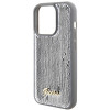 Capa rígida metálica Guess GUHCP15LPSFDGSS Sequin Script para Apple iPhone 15 Pro, prateada