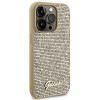 Guess GUHCP15LPMSDGSD Capa rígida Disco Metal Script para Apple iPhone 15 Pro, dourada