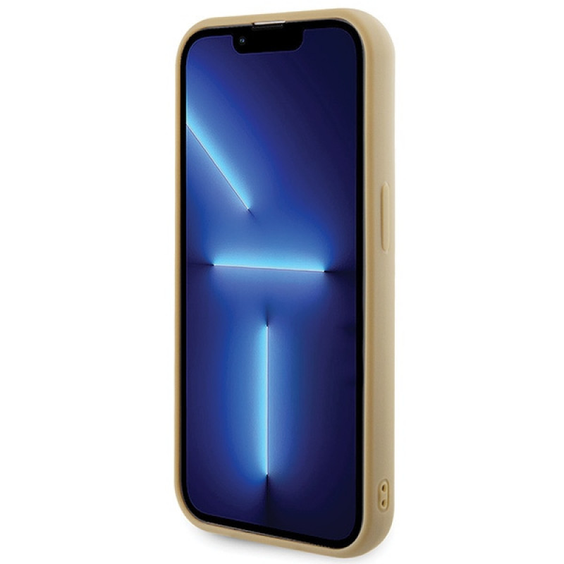 Guess GUHCP15LPMSDGSD Capa rígida Disco Metal Script para Apple iPhone 15 Pro, dourada
