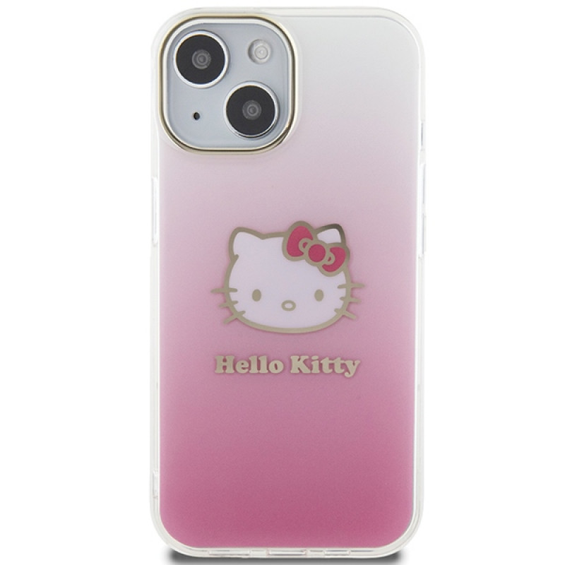 Hello Kitty HKHCP15SHDGKEP IML Gradient Electrop Kitty Head capa rígida para Apple iPhone 15 6.1", rosa