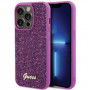 Guess GUHCP15XPMSDGSF Capa rígida Disco Metal Script para Apple iPhone 15 Pro Max, roxa