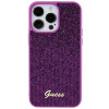 Guess GUHCP15XPMSDGSF Capa rígida Disco Metal Script para Apple iPhone 15 Pro Max, roxa