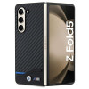 Capa rígida BMW BMHCZFD522NBCK Leather Carbon para Samsung Galaxy Z Fold5, preta
