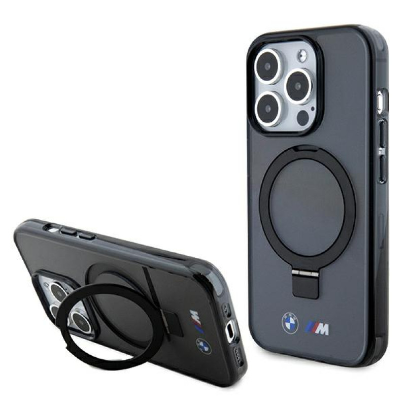 BMW BMHMP15LURSK capa rígida Apple iPhone 15 Pro Ring Stand M Collection MagSafe, preta