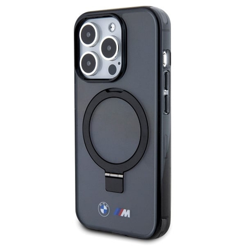 BMW BMHMP15LURSK capa rígida Apple iPhone 15 Pro Ring Stand M Collection MagSafe, preta