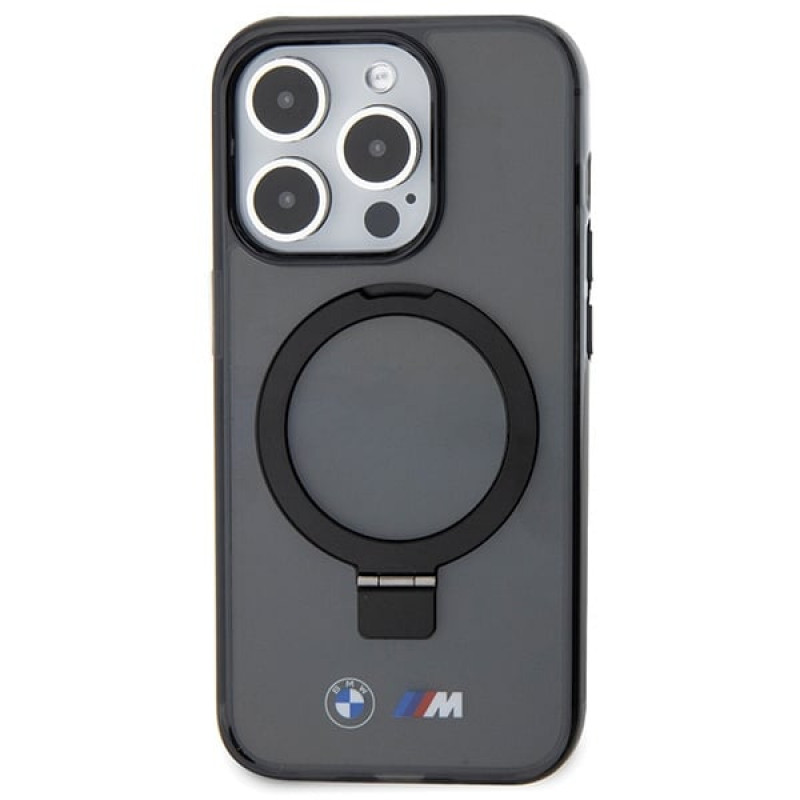 BMW BMHMP15LURSK capa rígida Apple iPhone 15 Pro Ring Stand M Collection MagSafe, preta