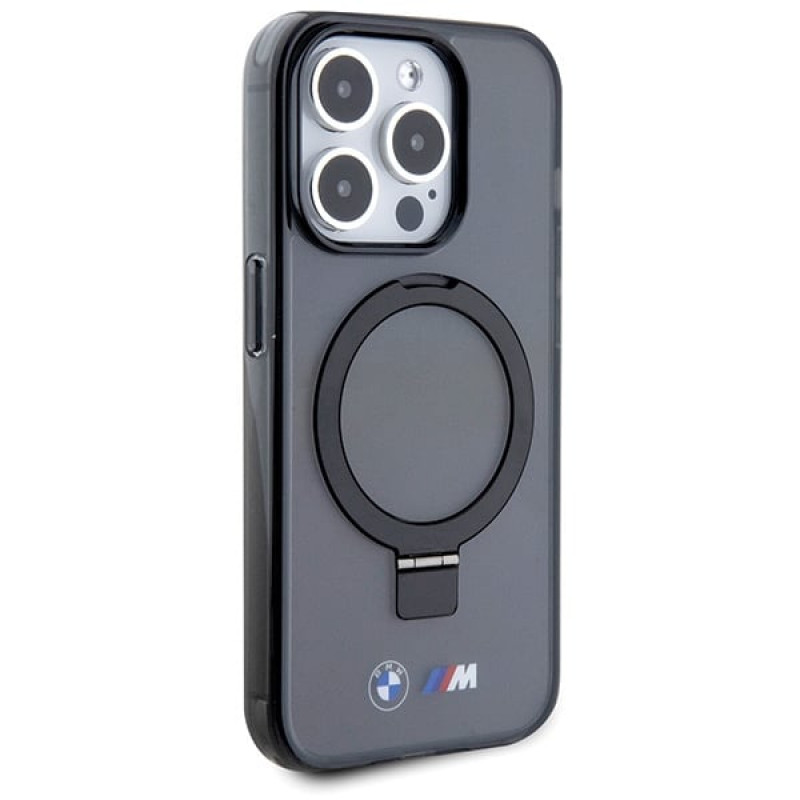 BMW BMHMP15LURSK capa rígida Apple iPhone 15 Pro Ring Stand M Collection MagSafe, preta