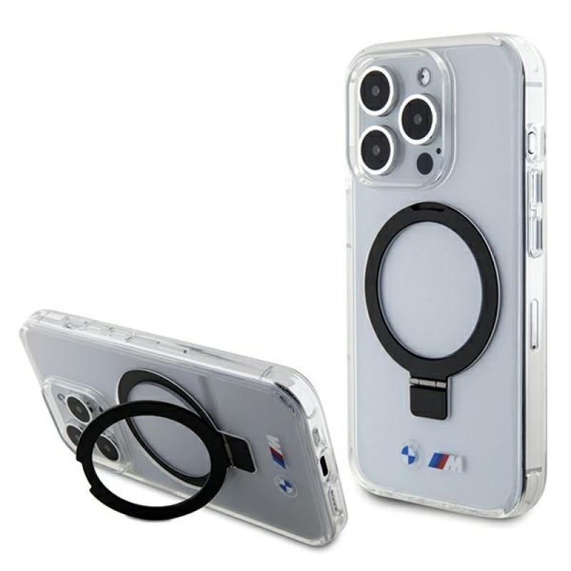 BMW BMHMP15LURST Capa rígida Apple iPhone 15 Pro Ring Stand M Collection MagSafe, transparente