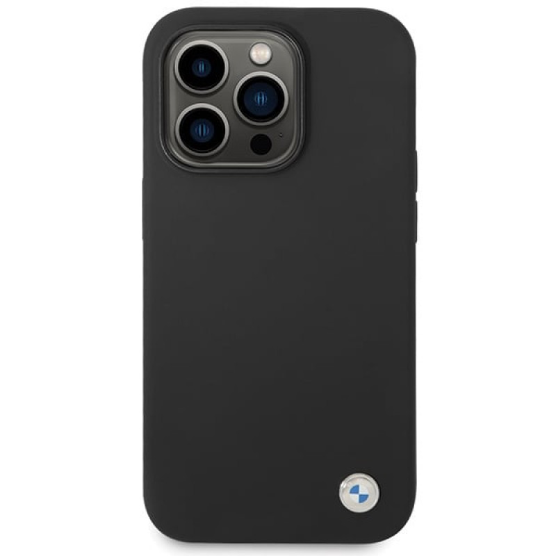 BMW BMHCP15LSILBK Capa Apple iPhone 15 Pro Silicone Metal Logo, preta