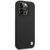BMW BMHCP15LSILBK Capa Apple iPhone 15 Pro Silicone Metal Logo, preta
