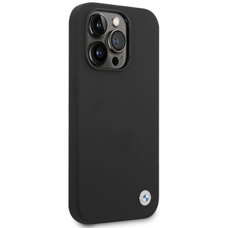 BMW BMHCP15LSILBK Capa Apple iPhone 15 Pro Silicone Metal Logo, preta