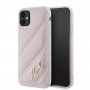 Karl Lagerfeld KLHCN61PQDSMGP Capa rígida Diagonal Quilted Script para Apple iPhone 11 / XR, rosa