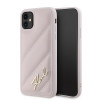 Karl Lagerfeld KLHCN61PQDSMGP Capa rígida Diagonal Quilted Script para Apple iPhone 11 / XR, rosa