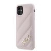 Karl Lagerfeld KLHCN61PQDSMGP Capa rígida Diagonal Quilted Script para Apple iPhone 11 / XR, rosa