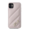 Karl Lagerfeld KLHCN61PQDSMGP Capa rígida Diagonal Quilted Script para Apple iPhone 11 / XR, rosa