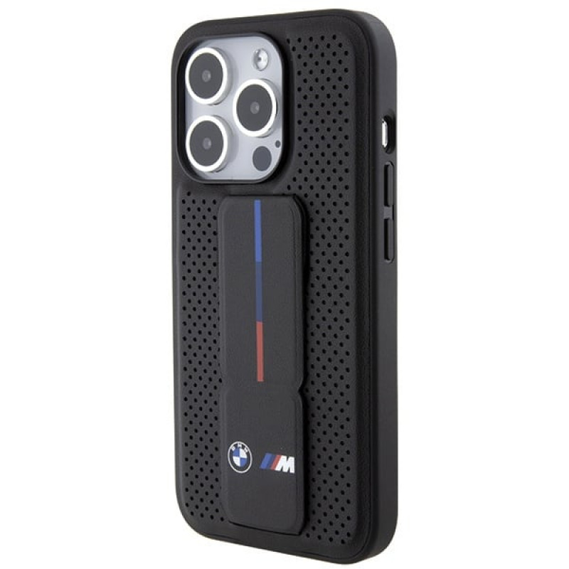 BMW BMHCP15LGSPPRK capa rígida Apple iPhone 15 Pro Grip Stand Smooth & Perforated, preta