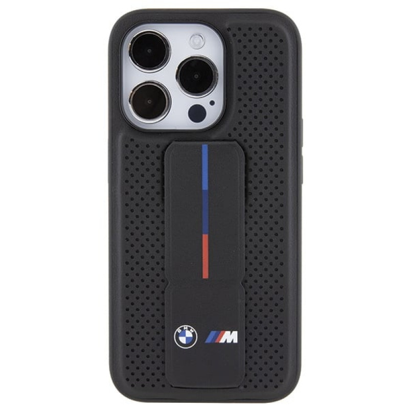 BMW BMHCP15LGSPPRK capa rígida Apple iPhone 15 Pro Grip Stand Smooth & Perforated, preta