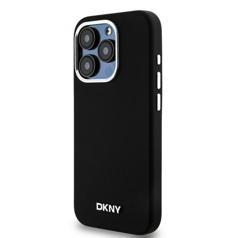 Capa rígida DKNY Apple iPhone 15 Pro Liquid Silicone Small Metal Logo MagSafe, preta