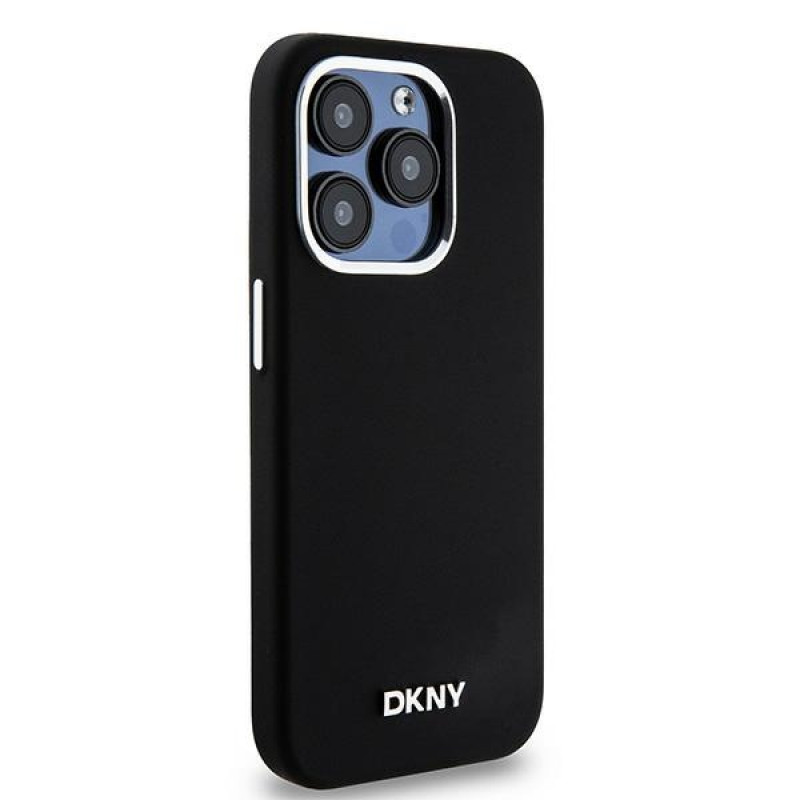 Capa rígida DKNY Apple iPhone 15 Pro Liquid Silicone Small Metal Logo MagSafe, preta