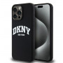 Capa rígida DKNY Apple iPhone 15 Pro Max Liquid Silicone White Printed Logo MagSafe, preta