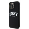 Capa rígida DKNY Apple iPhone 15 Pro Max Liquid Silicone White Printed Logo MagSafe, preta