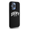 DKNY Capa rígida Apple iPhone 14 Pro Liquid Silicone White Printed Logo MagSafe, preta