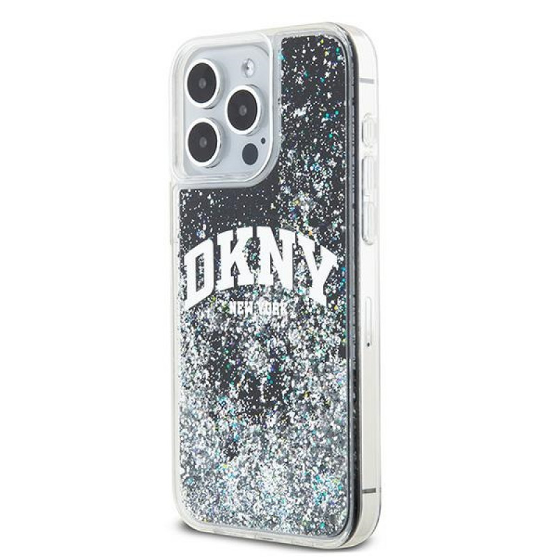 Capa rígida DKNY Apple iPhone 15 Pro Max Liquid Glitter Big Logo, preta