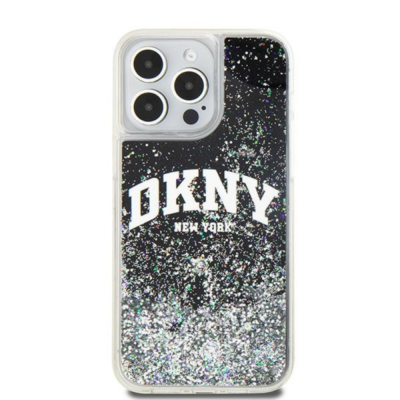 Capa rígida DKNY Apple iPhone 15 Pro Max Liquid Glitter Big Logo, preta