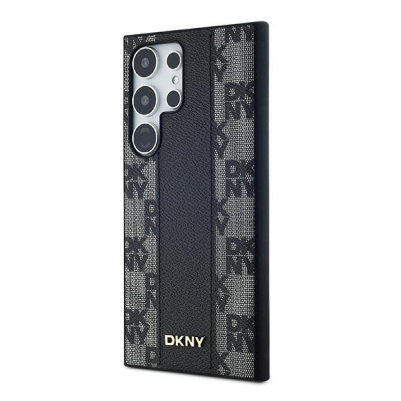 Capa MagSafe DKNY Leather Checkered Mono Pattern para Samsung Galaxy S24 Ultra, preta