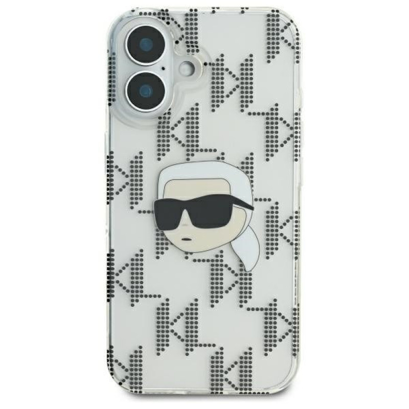 Capa rígida Karl Lagerfeld Apple iPhone 16 IML Karl Head Electroplated, transparente